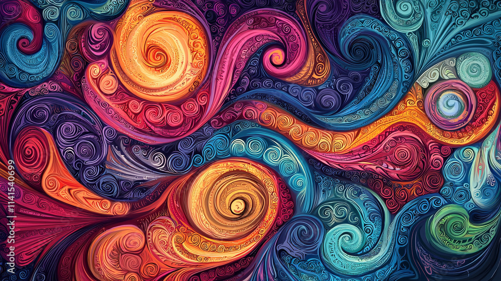 Abstract Swirls Vibrant Colors Psychedelic Art Digital Painting Abstract Swirls Vibrant Colors Psychedelic Art Digital Painting