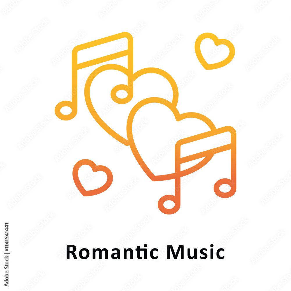 Romantic Music Vector Gradient Icon. Eps 10 file Romantic Music Vector Gradient Icon. Eps 10 file