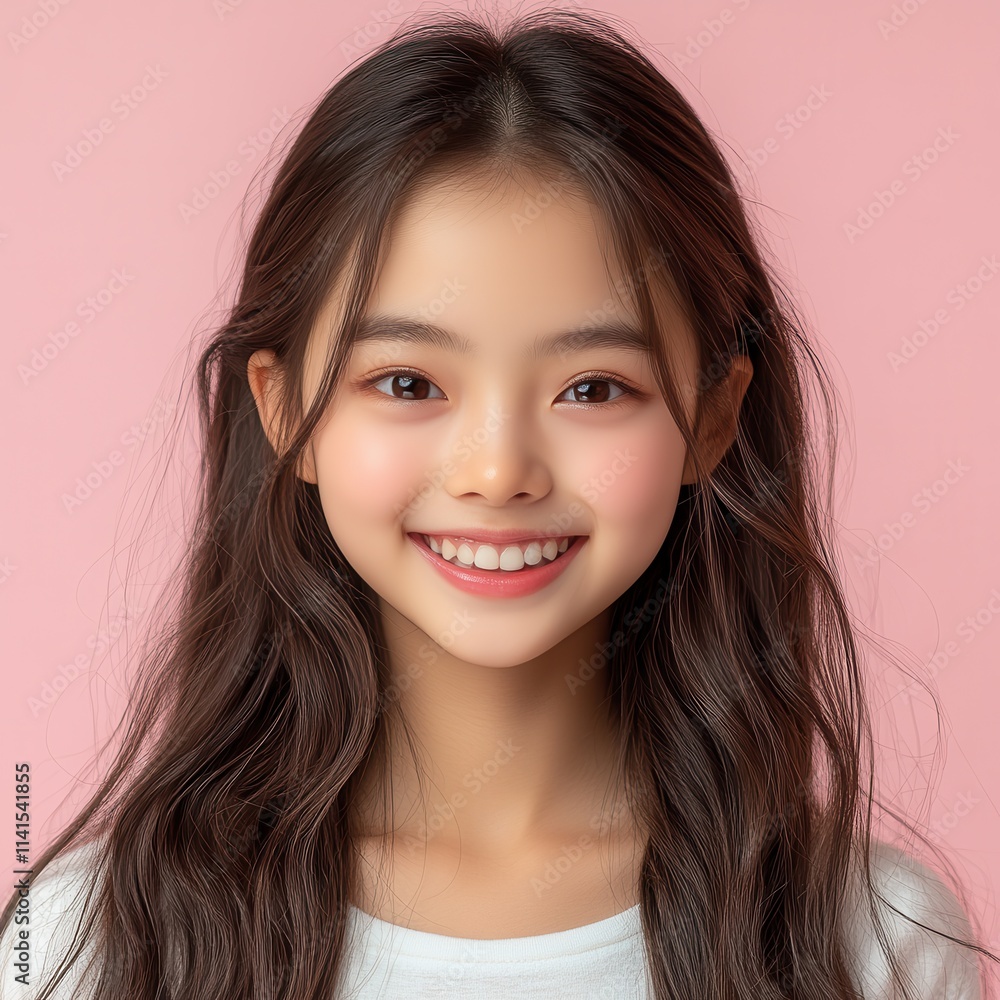 Asian girl smiling in studio color background Asian girl smiling in studio color background