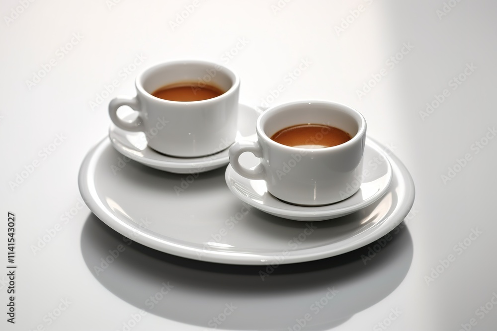 Two Cups of Espresso on a White Plate Two Cups of Espresso on a White Plate