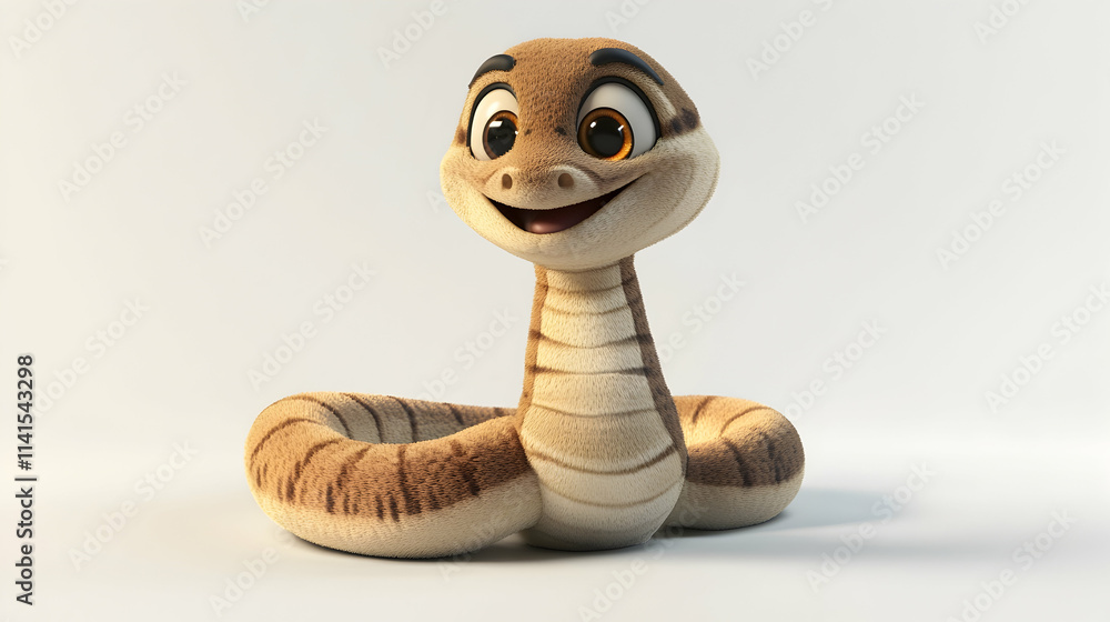 Fototapeta premium Adorable 3D Cartoon Snake Illustration