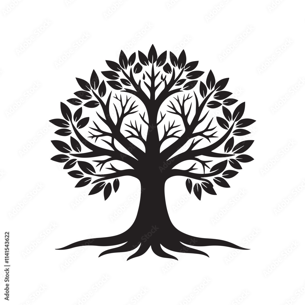 Obraz premium Black tree of life spreading roots and branches