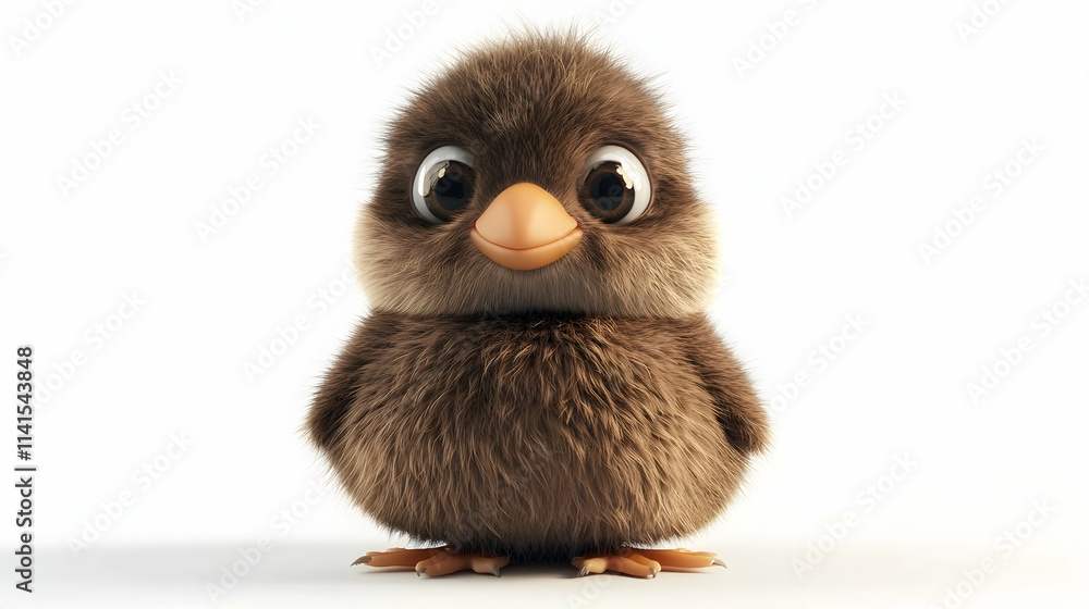 Fototapeta premium Adorable 3D Render of a Fluffy Baby Bird