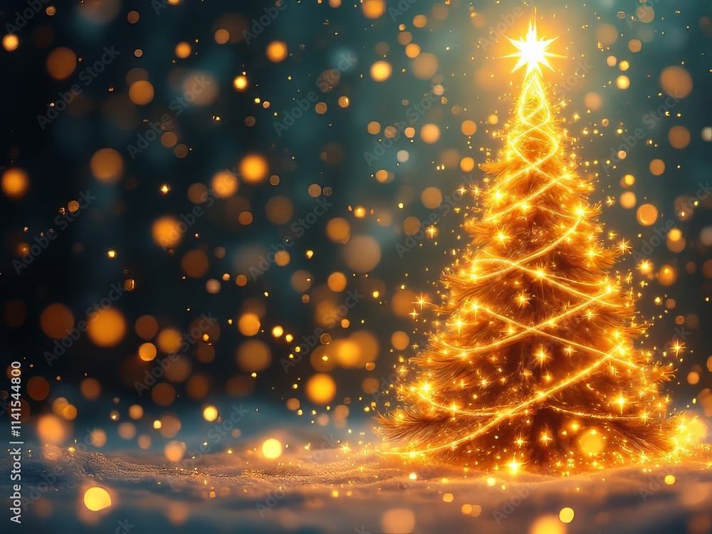 A golden Christmas tree silhouette, elegant and bright. A golden Christmas tree silhouette, elegant and bright.