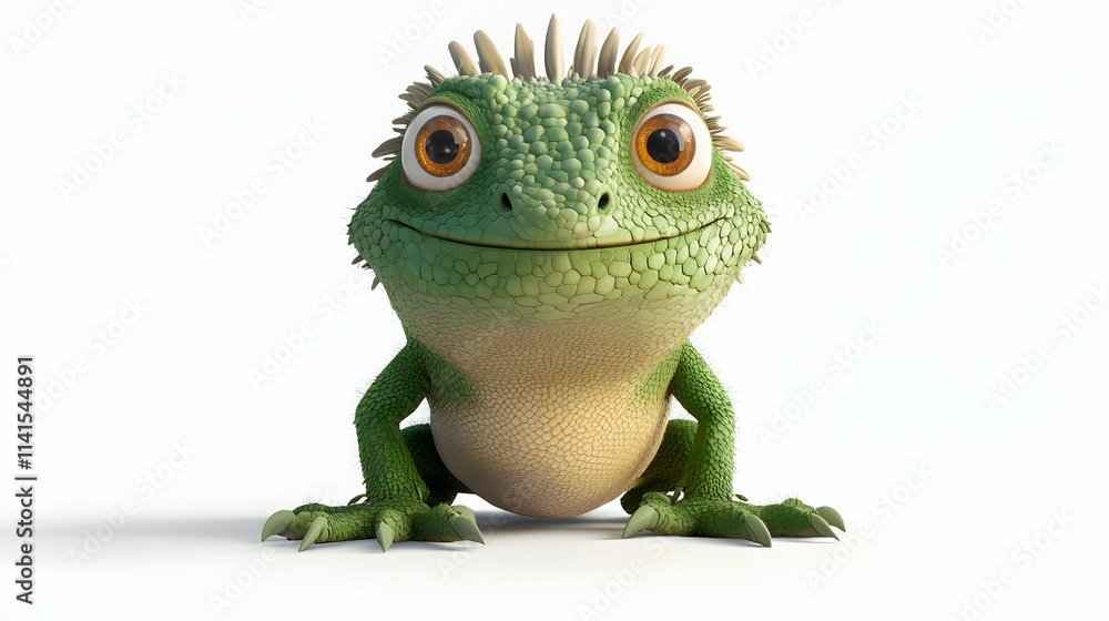 Obraz premium Adorable 3D Cartoon Iguana Illustration