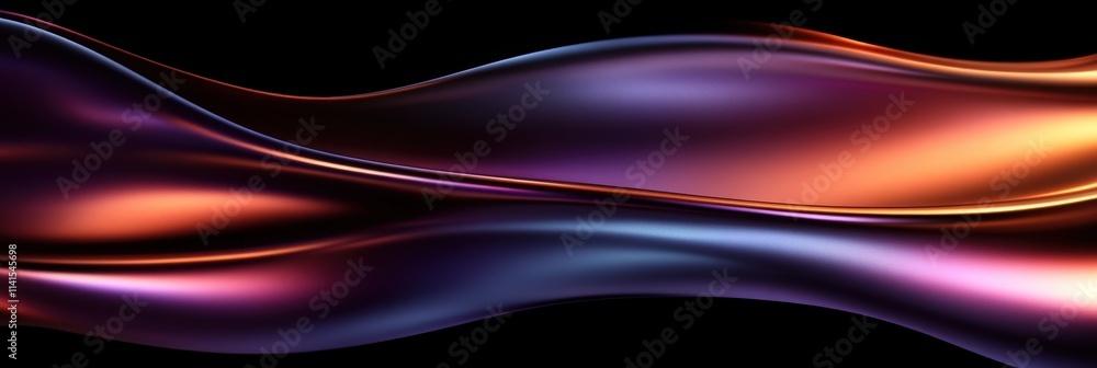 Iridescent Waves on Pitch Black Background with Smooth, Fluid Shapes and Colorful Gradients for Abstract Art and Design Projects Iridescent Waves on Pitch Black Background with Smooth, Fluid Shapes and Colorful Gradients for Abstract Art and Design Projects