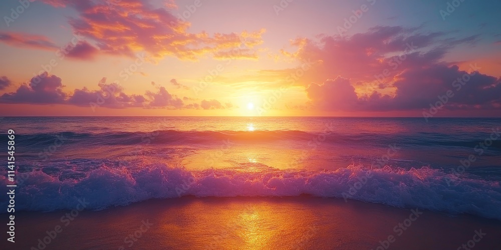 sunrise over a calm ocean with orange and pink hues, Generative AI sunrise over a calm ocean with orange and pink hues, Generative AI