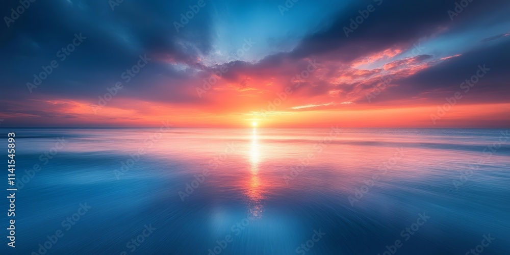 sunrise over a calm ocean with orange and pink hues, Generative AI sunrise over a calm ocean with orange and pink hues, Generative AI