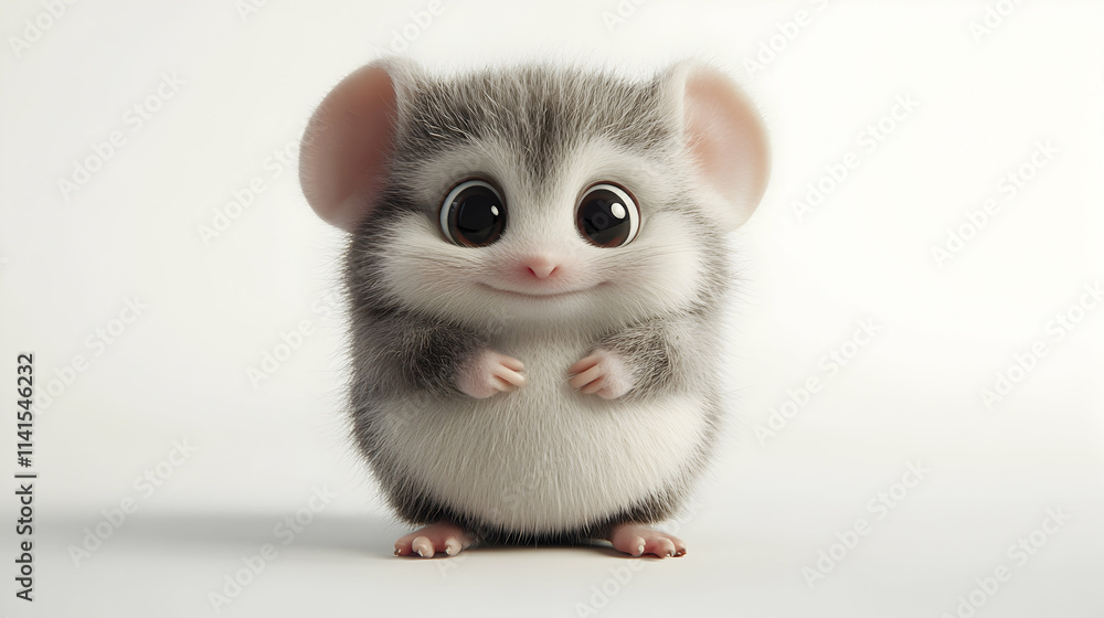 Adorable 3D Render of a Grey and White Mouse Adorable 3D Render of a Grey and White Mouse