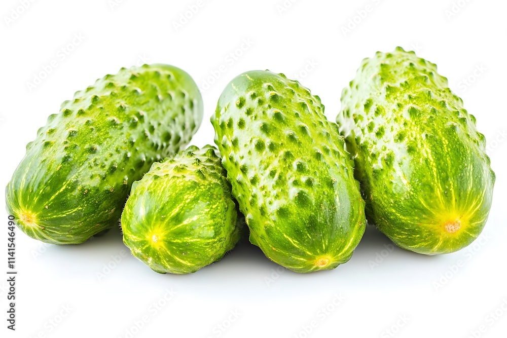 Healthy food. The green cucumbers isolated on white background Healthy food. The green cucumbers isolated on white background