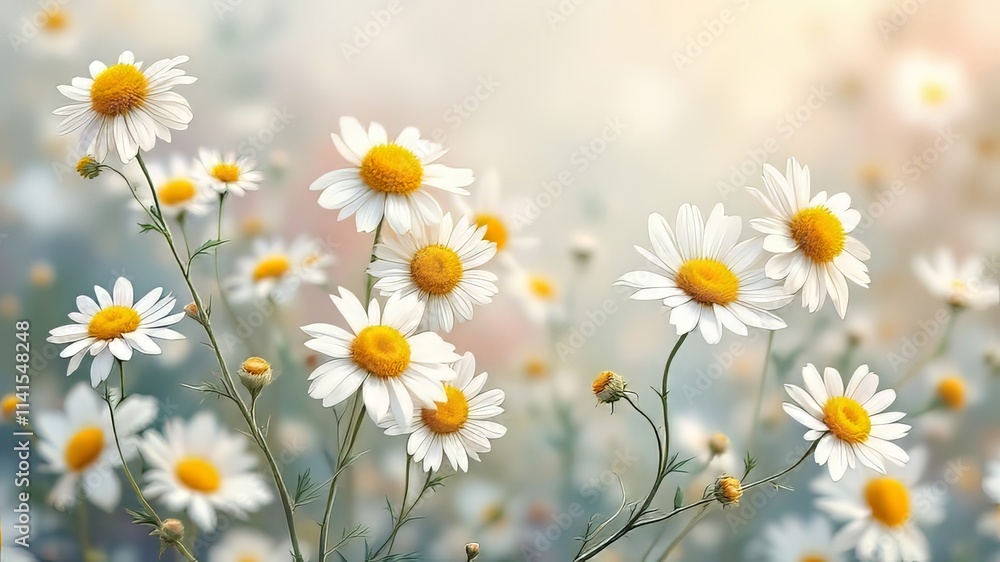 Fototapeta premium Abstract chamomile squares, a surreal floral pattern.