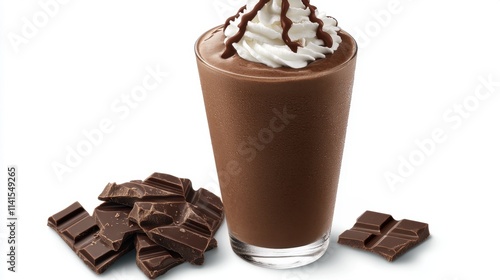 Delicious Chocolate Milkshake with Cream and Chocolate Shavings