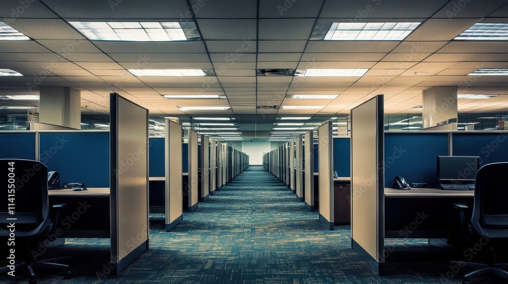 Fototapeta premium A large open office with cubicles and chairs