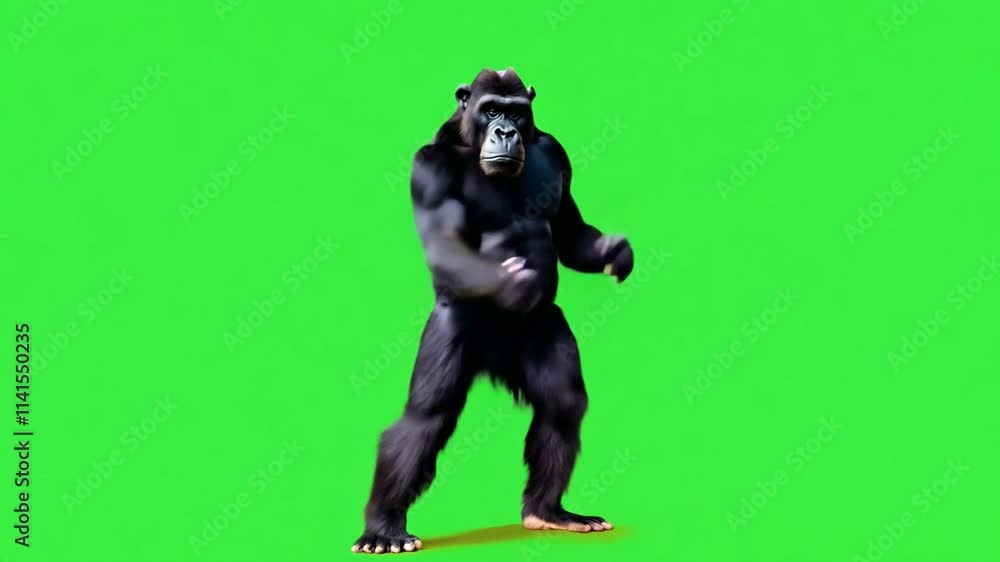 Powerful Gorilla on Green Screen: A muscular gorilla stands confidently on a green screen, ready for your creative compositing projects. Powerful Gorilla on Green Screen: A muscular gorilla stands confidently on a green screen, ready for your creative compositing projects.