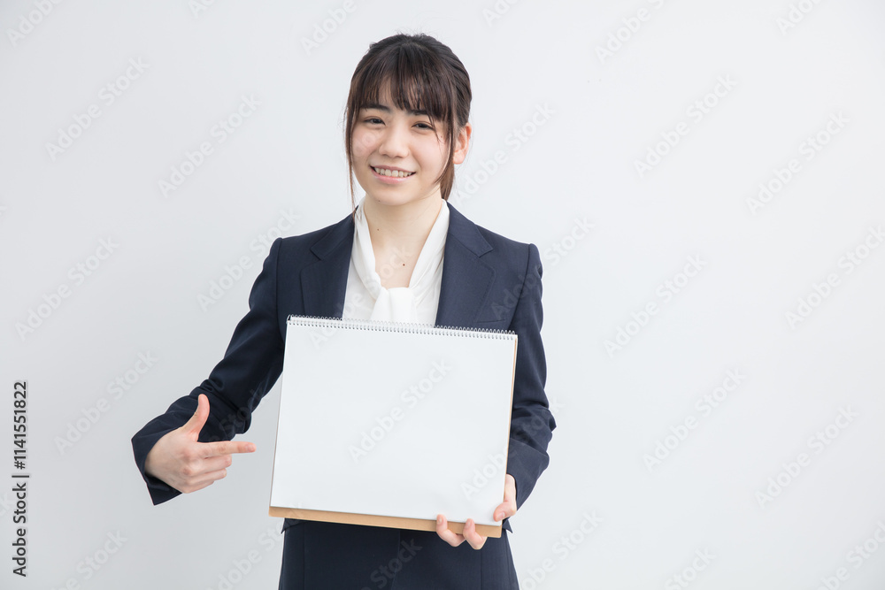 パネルを持つ女性 ビジネス パネルを持つ女性 ビジネス