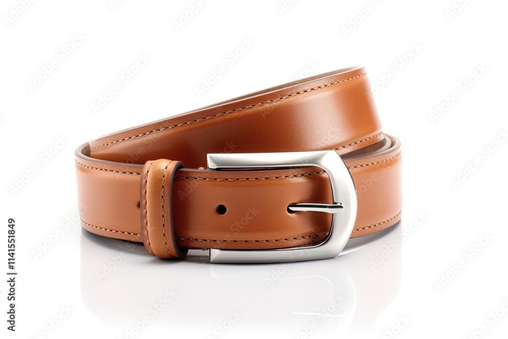 Brown Leather Belt with Silver Buckle Brown Leather Belt with Silver Buckle