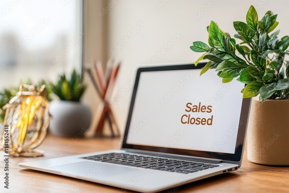 Fototapeta premium Close-up of an open laptop displaying vibrant graphics and a creative workspace environment.