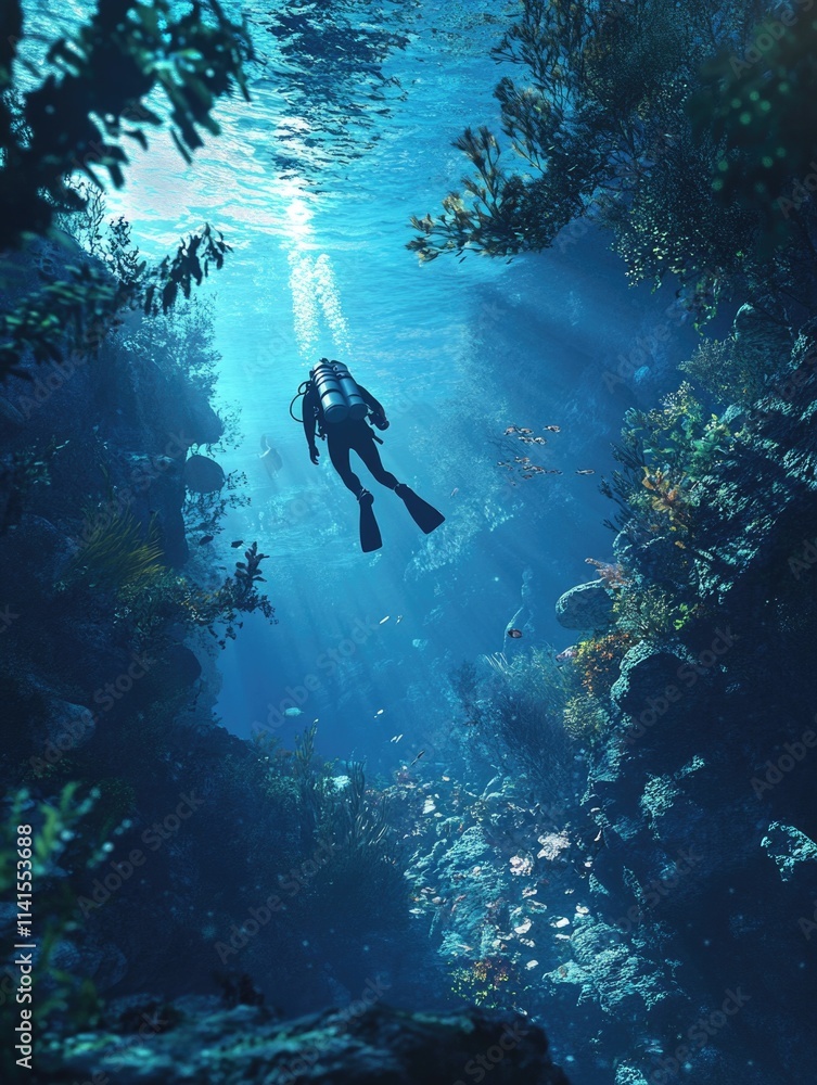 Fototapeta premium Swimmer in wetsuit