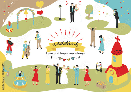 結婚をお祝いする人達