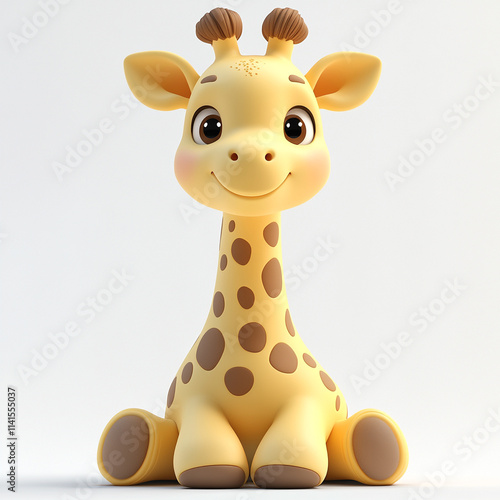 Cute 3D Giraffe Animated Character Illustration