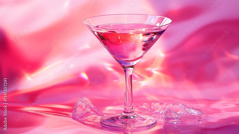 A vibrant pink shaking glass against a backdrop of pure fuchsia A vibrant pink shaking glass against a backdrop of pure fuchsia