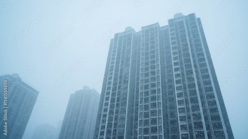 Snowstorm Envelops Urban High-Rises, Creating a Winter Wonderland in a Bustling City Snowstorm Envelops Urban High-Rises, Creating a Winter Wonderland in a Bustling City