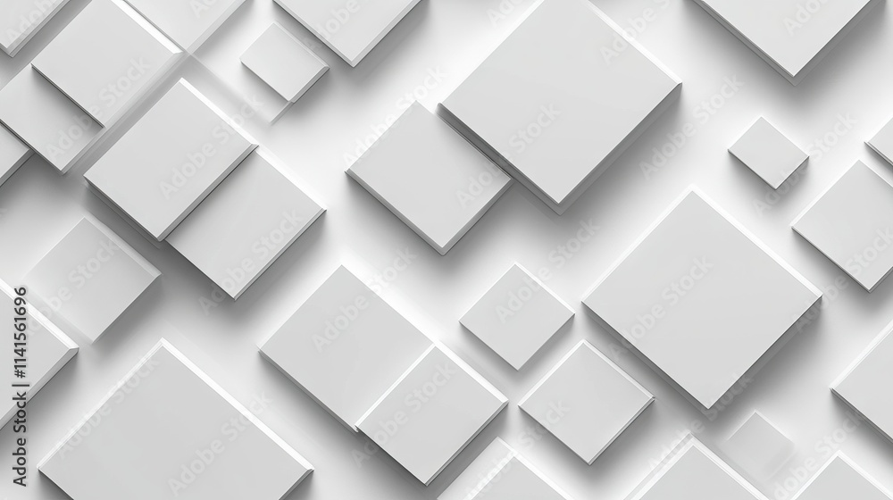 Modern white and light grey overlapping square pattern with shadows on minimalist white background, geometric abstract design, elegant minimal background with subtle grey accents. Modern white and light grey overlapping square pattern with shadows on minimalist white background, geometric abstract design, elegant minimal background with subtle grey accents.