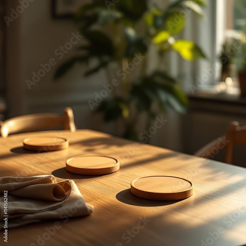 Elegant, serene coasters for a tranquil dining experience. AI-enhanced photography.