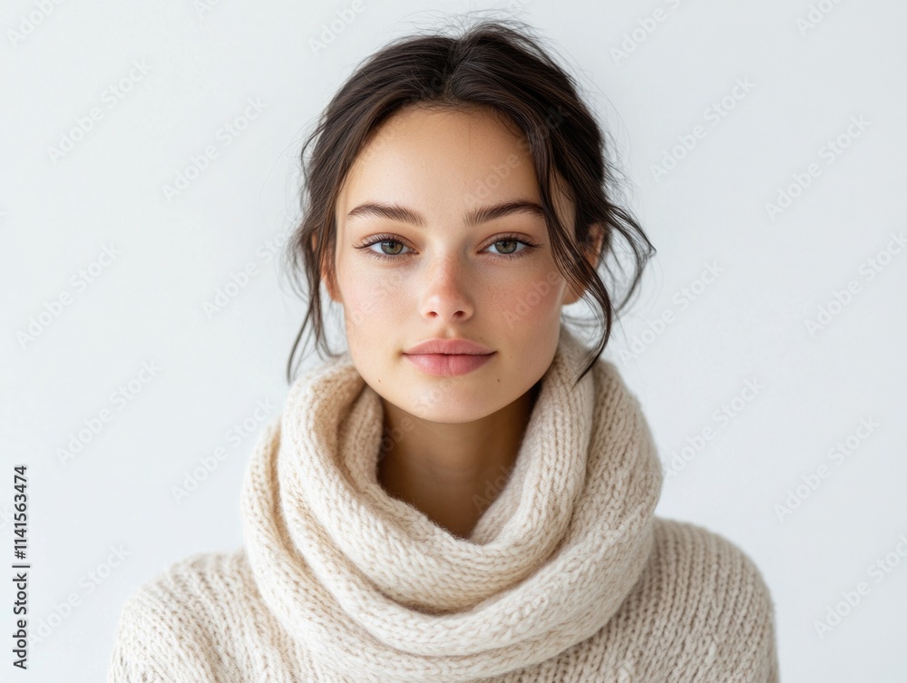 Woman with sweater and scarf Woman with sweater and scarf