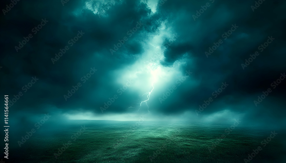Dark Stormy Night Landscape Illustration Dark Stormy Night Landscape Illustration