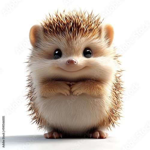 Cute Cartoon Hedgehog, Adorable Animal, Happy Hedgehog. photo