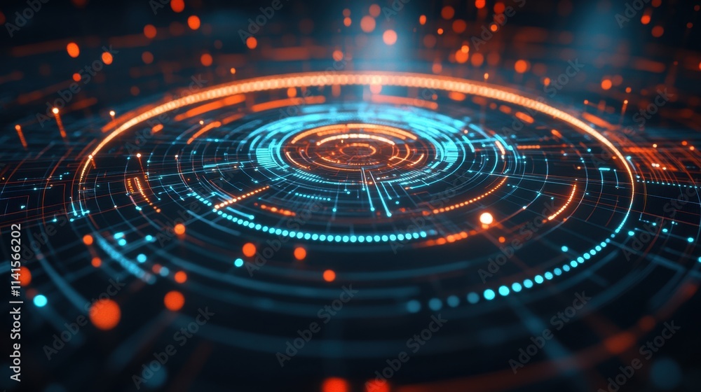 Futuristic Abstract Design with Blue and Orange Light Effects Futuristic Abstract Design with Blue and Orange Light Effects