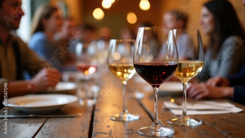 Wallpaper Mural Group Enjoys a Wine Tasting Dinner Event at a Rustic Table With Several Glasses of Wine Surrounded by Lively Conversation Torontodigital.ca