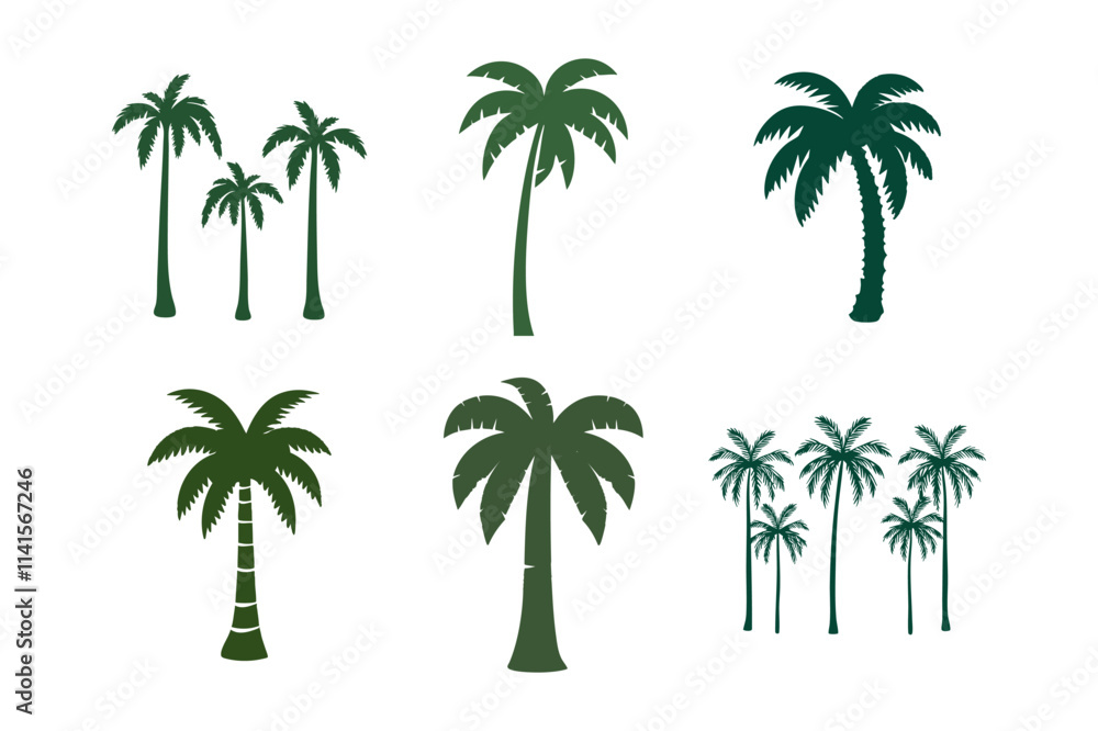 Naklejka premium Stylish Palm Trees Silhouette in Black – Ideal for Beach & Nature Designs