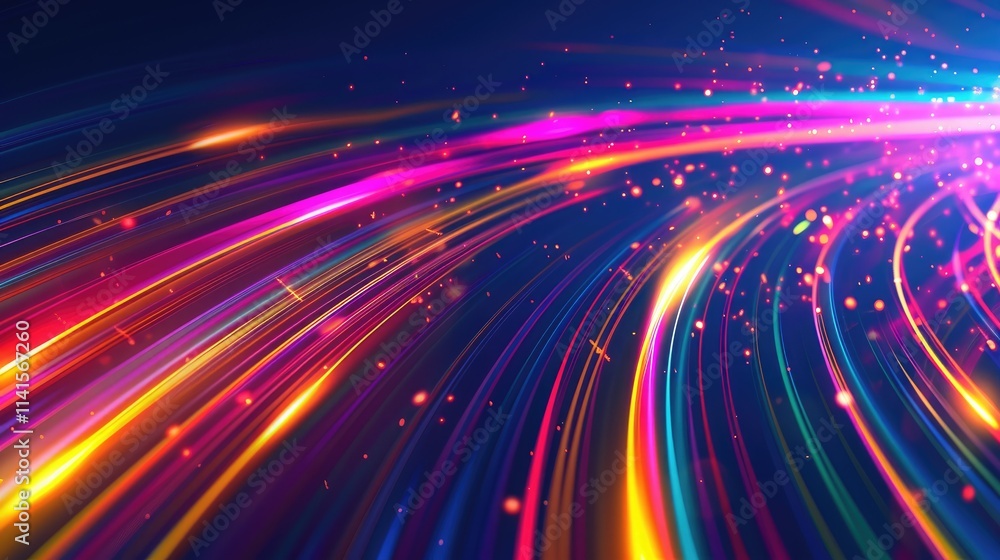 Vibrant abstract lines and particles create a dynamic visual effect. Vibrant abstract lines and particles create a dynamic visual effect.