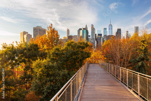 Sticker The New York Manhattan skyline during autumn