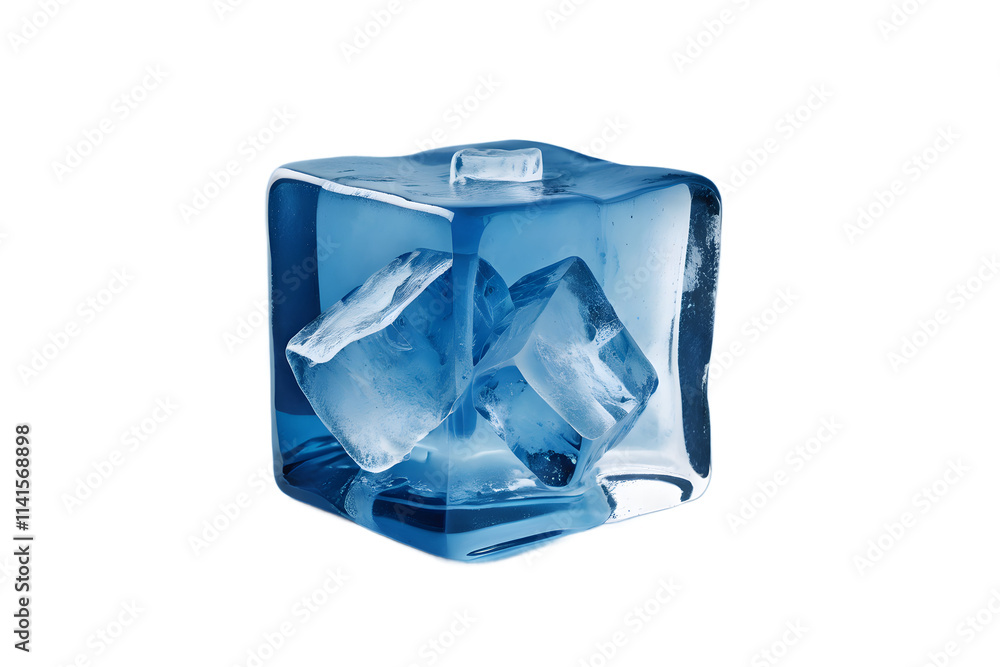 Transparent close up of two vibrant blue ice cubes. Transparent close up of two vibrant blue ice cubes.