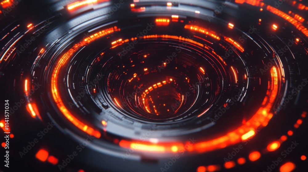 Abstract Swirling Lights in Dark Space with Orange Glow Effects Abstract Swirling Lights in Dark Space with Orange Glow Effects