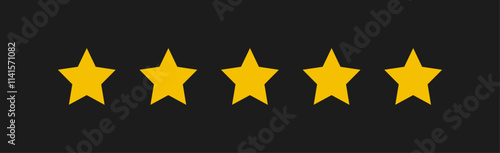 star rating in gold and black background isolated. Stars in modern simple flat style vector