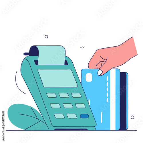 Hand swiping a credit card at a payment terminal in a retail environment