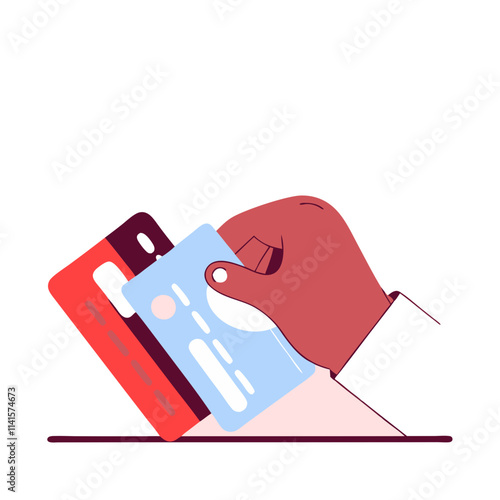 Hand swiping a credit card, indicating a purchase at a retail location during daytime hours