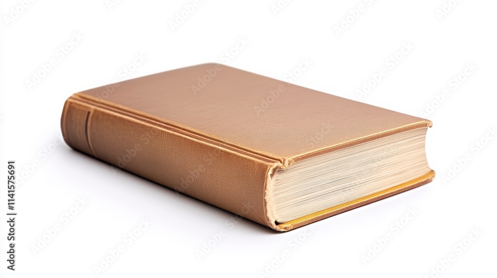 A simple, elegant book with a textured cover, resting on a white background, symbolizing knowledge and literature. A simple, elegant book with a textured cover, resting on a white background, symbolizing knowledge and literature.