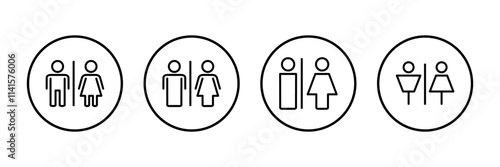 Toilet icon vector isolated on white background. Toilet sign. Man and woman restroom sign vector. Male and female icon