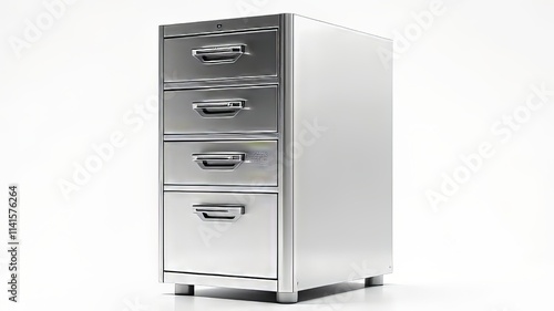 Organized metal filing cabinet for efficient document storage.