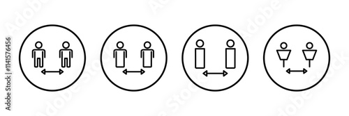 Social distancing icon vector isolated on white background. Keep distance sign. Coronavirus. Social Distancing and Self Quarantine.