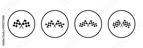 Race flag icon vector isolated on white background. Competition sport flag line vector icon. Racing flag. Start finish flag. Checkered. Start