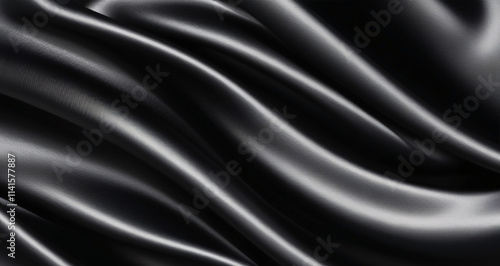 Smooth Elegant Black Silk Satin Fabric Background