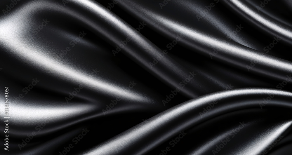Fototapeta premium Smooth elegant black silk satin fabric background