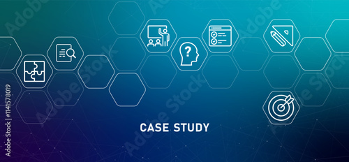 Case Study download document and portfolio of client gradients header observation research studies learning information design with icon