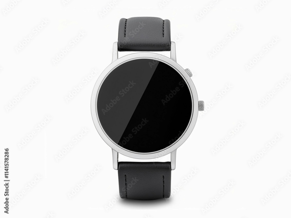 Digital Smart Watch with leather strap isolated on White background Digital Smart Watch with leather strap isolated on White background